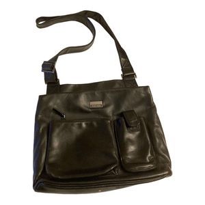 Perlina Vintage Black Leather Crossbody Purse